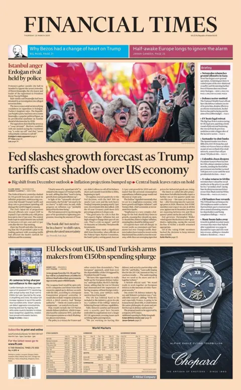 Halaman depan Financial Times untuk Kamis 19 Maret 2025.