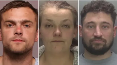 Leicestershire Police Custody photos of the three defendants
