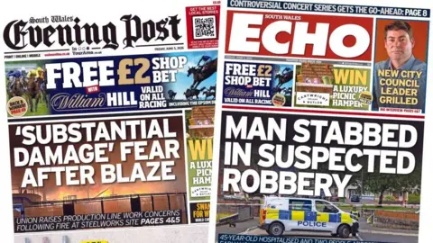 South Wales Evening Post and Echo front pages