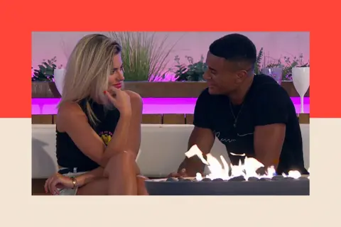 ITV/Shutterstock Megan Barton Hanson and Wes Nelson chat together in the Love Island villa