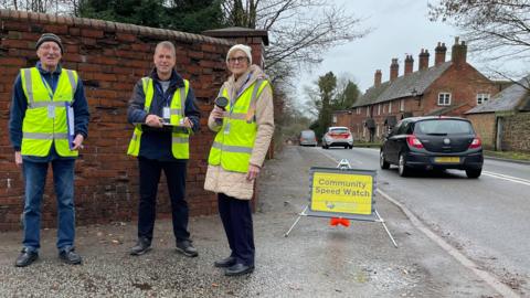 Staffordshire villagers taking part in a community speed watch event