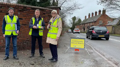 Staffordshire villagers taking part in a community speed watch event