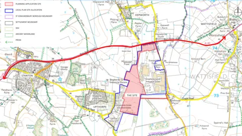 Jaynic Suffolk Park Logistics Limited A map of the site and the surrounding areas