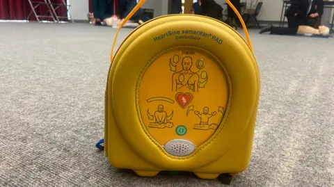 Closeup of a defibrillator 