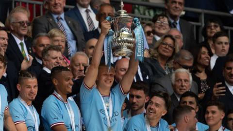 Manchester City lift the FA Cup last season