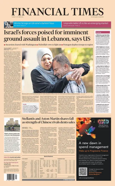 Financial Times beforehand   leafage   for 1 October 