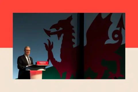 Getty Images Keir Starmer and a Welsh flag