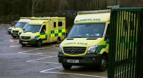 Getty Images Ambulances parked up 