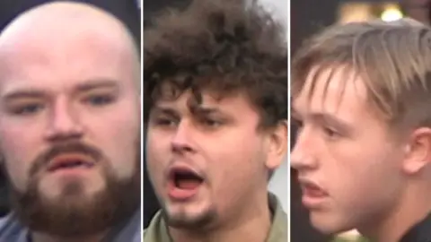 Avon and Somerset Police Image of three men. The man on the left is bald and has a dark beard. The man in the middle has curly dark hair and a small amount of facial hair. The man on the right has fair hair. 