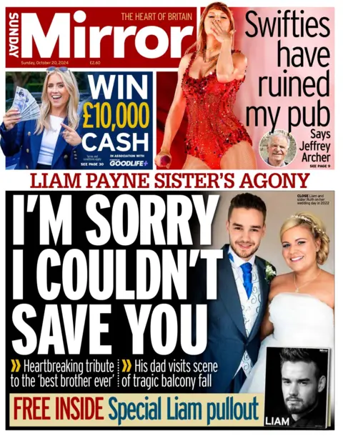 Sunday Mirror-overskriften lyder: "Kvalen til Liam Paynes søster: 