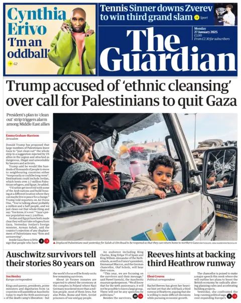 The Guardian: Trump accused the Palestinians of 'Ethnic Cleansing' to leave Gaza.