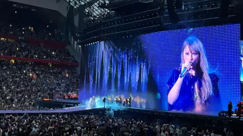 Taylor Swift on stage in Liverpool 