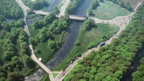 LDRS Two cross bridges over a river