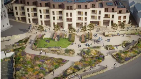 Treveth four story building and gardens 