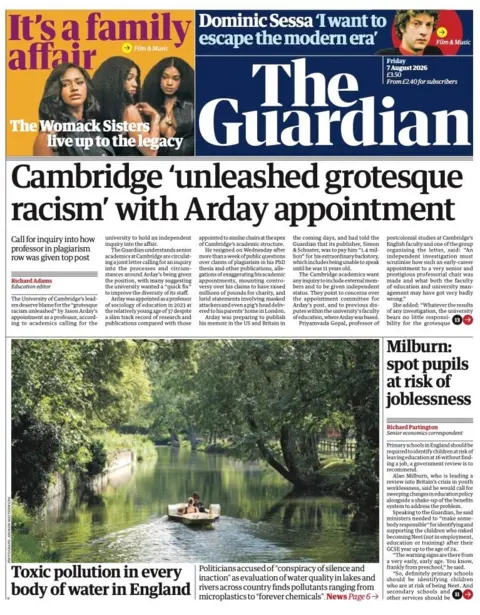 "Cambridge 'unleashed grotesque racism' with Arday appointment" reads the headline on the front page of the Guardian.