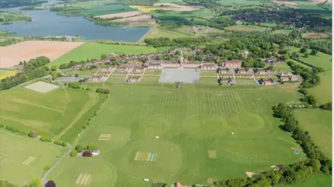 The Minor Counties Cricket Festival An aerial view of the grounds on which the Royal Hospital School is located, including its cricket pitches and other sports facilities 