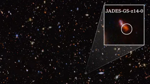 NASA/ESA/CSA/STScI/Brant Robertson et al JWST JADES-GS-z14-0 کی تصویر