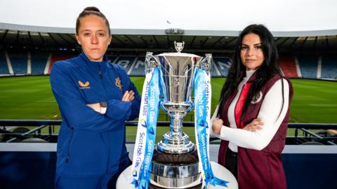 Rangers Head Coach Jo Potter and Hearts Head Coach Eva Olid during a Scottish Gas Scottish Cup press conference