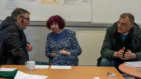 Bristol After Stroke Hazel Hammond talking to stroke patients at the poetry workshops