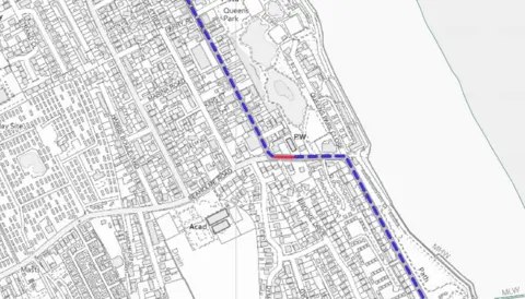 Lincolnshire County Council A detailed map of the location of the two roads, by the seafront.  The map details houses, and shows a small red section on the A52 near the junction with Seaholme Road