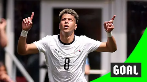 Egypt's Emam Ashour scores the opener in their Group G fixture against Belgium in the 2026 World Cup.
