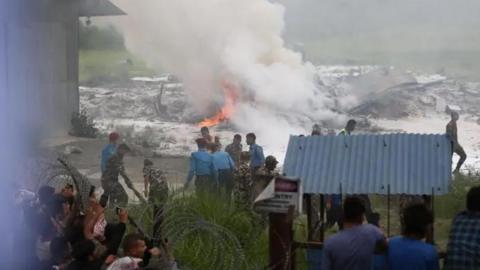 The Saurya Airlines plane that crashed in Nepal on Wednesday 24 July.