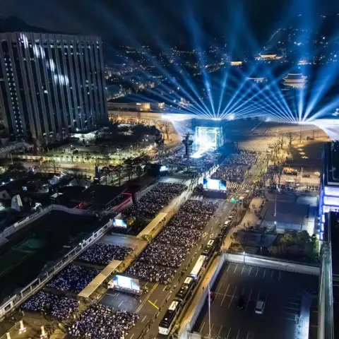 BIGHIT MUSIC AND NETFLIX Top shot of BTS concert in Seoul