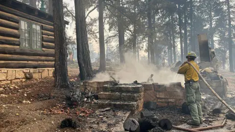 Firefighters operating near the Grand Canyon Lodge 