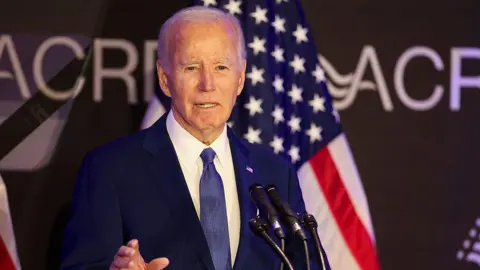 Former President Joe Biden speaks during the Advocates, Counselors, and Representatives for the Disabled bipartisan conference at the Sofitel Chicago Magnificent Mile on Tuesday, April 15, 2025. 