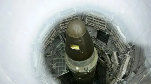 Getty Images A US nuclear missile, seen inside a silo