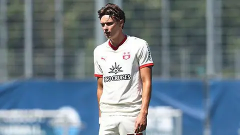 Joe O'Brien-Whitmarsh in white Southampton shirt during the pre-season friendly fixture against SC Paderborn 07