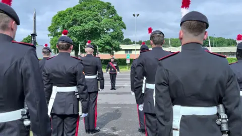 The battalion lined up during the rehearsal