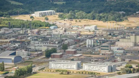 Getty Images Atomic Weapons Establishment (AWE) site, about two-dozen buildings surrounded by countryside