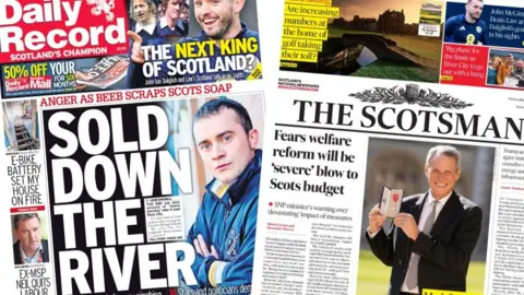 Newspaper front pages from March 19