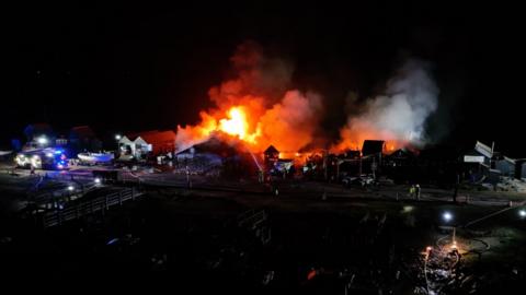 The fire at Blackshore Quay, Southwold in 2023