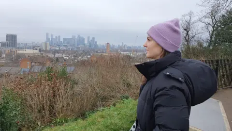 Beth Kojder Beth looking out across south east London from Greenwich park.
