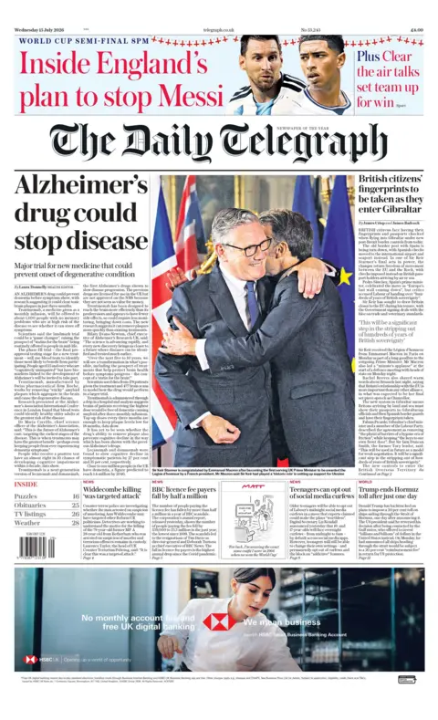 "Alzheimer's drug could stop disease," reads the headline on the front page of the Daily Telegraph. 