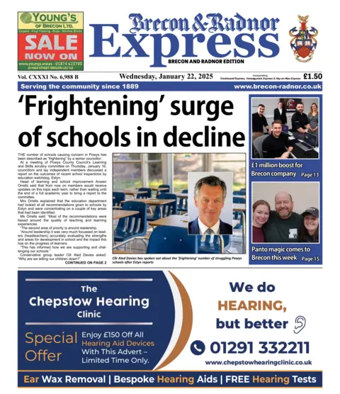 Brecon & Radnor Express Front page of the Brecon & Radnor Express