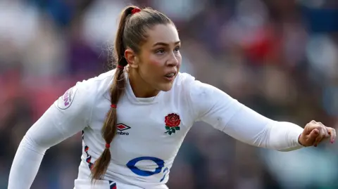 England's Holly Aitchison kicking for goal