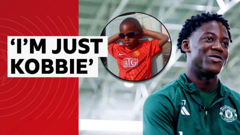 Kobbie Mainoo as a young Man Utd fan - and now as a player