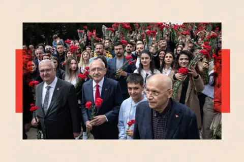 Burak Kara/Getty Images Leader of the Republican People's Party (CHP), Kemal Kilicdaroglu, and the presidential candidate of the Main Opposition alliance meets supporters