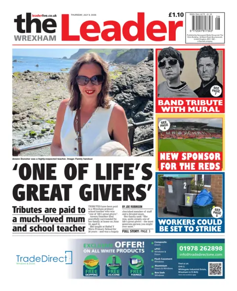 Wrexham Leader Wrexham Leader front page: 'One of life's great givers': Tributes to much-loved mum and school teacher