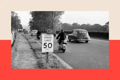 Getty Images A black and white photo of a road