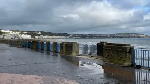 A section of the sea wall on Douglas Beach. 