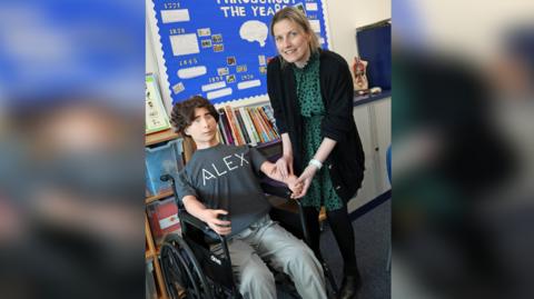 Darlington College healthcare lecturer Sarah Lloyd with one of the AI patients