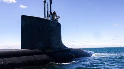A US Virginia-class attack submarine sailing off the coast of Western Australia