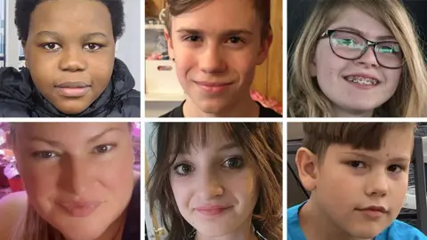 RCMP close-up side-by-side headshots of six of the victims, including five children and one adult