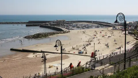 A general view of a beach in Dorset on a sunny day