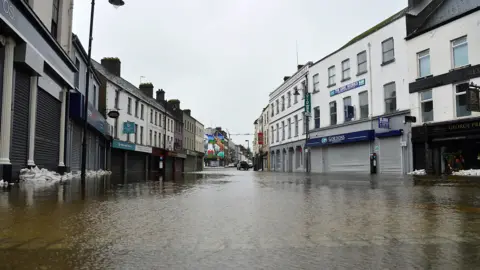 Pacemaker Flooded streets in Newry in October 2023