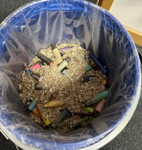 Aberdeenshire Council A recycling drum containing vapes